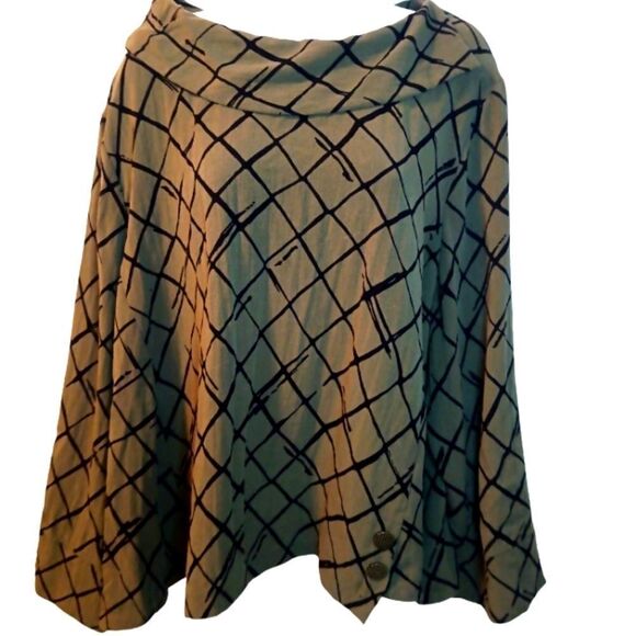 Habitat Olive green/ black geometric stripe asymmetrical hem long sleeve top XXL - Picture 1 of 8